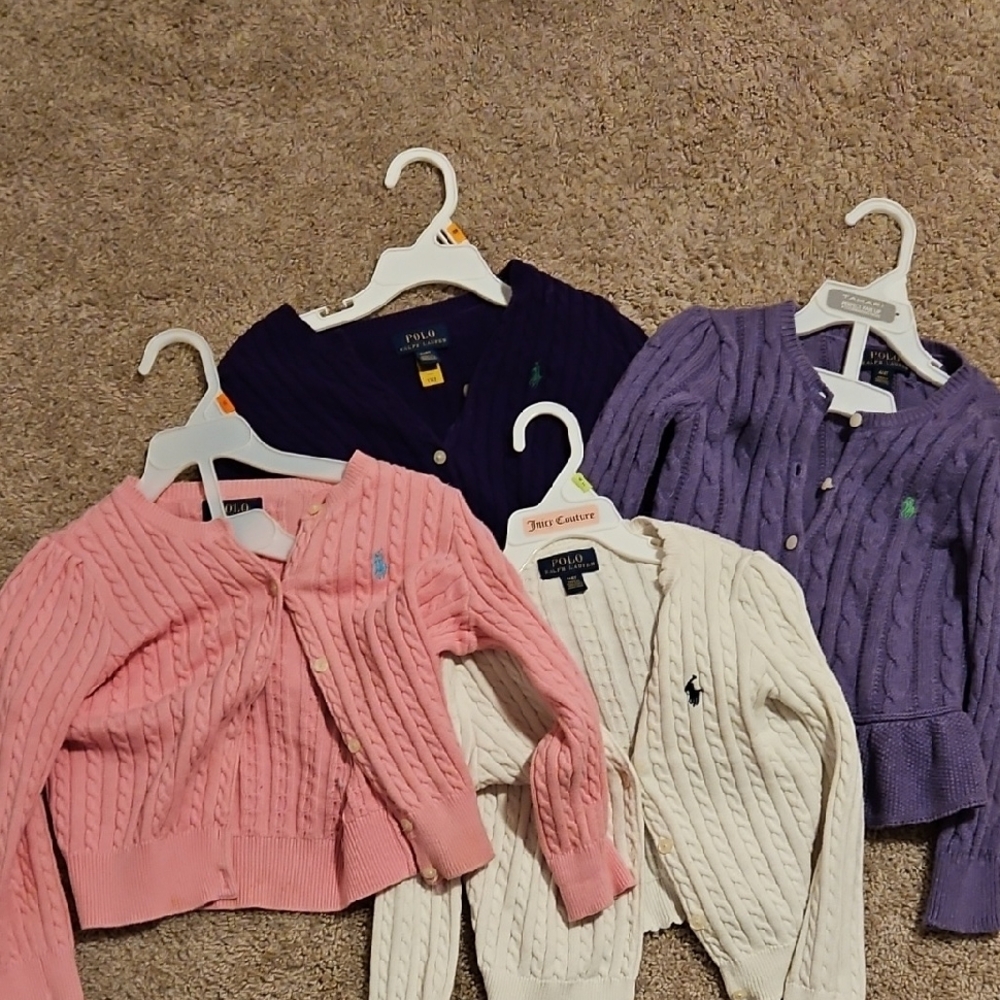 Polo Ralph Lauren Cable Knit Cardigans - Pink, Purple & Ivory